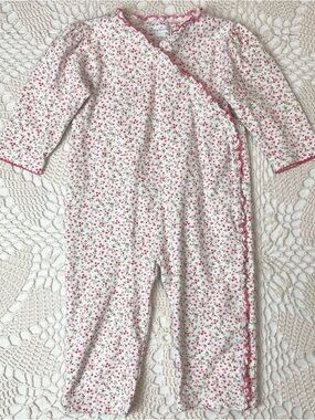 Kissy Kissy Baby Girl 12-18 Months Pink Floral Ruffled Footless Long Romper